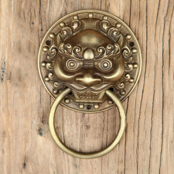 临宝得乐 中式仿古门环 铜拉手铜兽头大门环 乔迁别墅狮子头铜门环