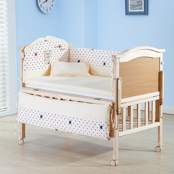 优邦安 【京东超市】婴儿床实木无漆含床垫床品多功能新生儿宝宝床bb