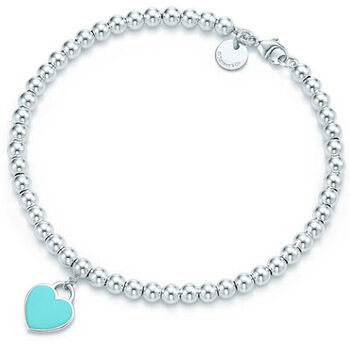 蒂芙尼tiffanyco女士returntotiffany系列大号银饰心形镶蓝珐琅珠式