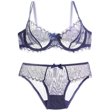 少女美屋 超薄全透明内衣套装性感诱惑蕾丝网纱透视无海绵文胸女 3715