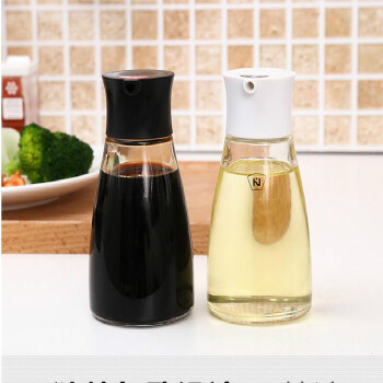 SP SAUCE 日本玻璃酱油瓶酱油壶醋瓶油瓶 厨房防漏调料瓶调味罐调料盒 黑白组合装