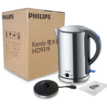 
                                        
                                                                                飞利浦（PHILIPS）电水壶热水壶电热水壶304不锈钢1.7L带PTC保温功能 HD9319/21烧水壶                