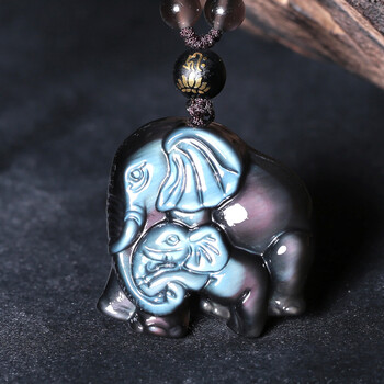 慈灵阁开光 蓝眼冰种黑曜石生肖属猴吉祥物 龙象般若吊坠护身符男女款