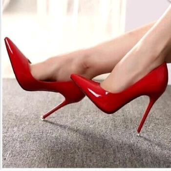 恨天高尖头工作鞋结婚鞋新娘鞋公主英伦风欧美风女鞋单鞋高跟鞋 红色