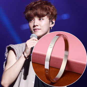 蒂琪菲 鹿晗同款玫瑰金手镯时尚情侣手环 手镯女 love螺丝永恒之环