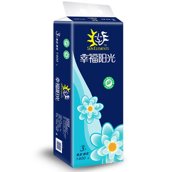 
                                        【京东超市】幸福阳光(sunelements)卫生纸 太阳花系列卷纸3层140G*10卷                
