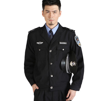 套装男保安工作服小区物业保安制服套装门卫警服军装工装 黑色-夹克款