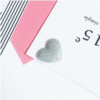 复创意布艺闪粉爱心贴片手机壳oppo苹果diy配件材料饰品挂件 银色爱心