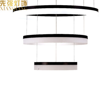先强 客厅大堂餐厅饭厅卧室餐吊灯 MD3034 现代简约亚克力LED光源7段调光 (B) 磨砂银 (60+80+100)106w