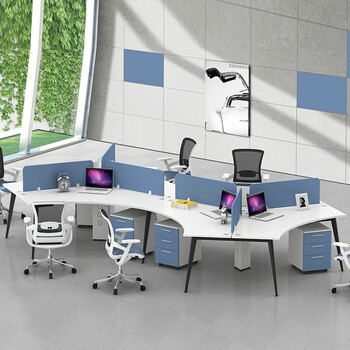汇申广州办公家具简约现代员工桌异型职员办公桌办公室电脑桌 六人位