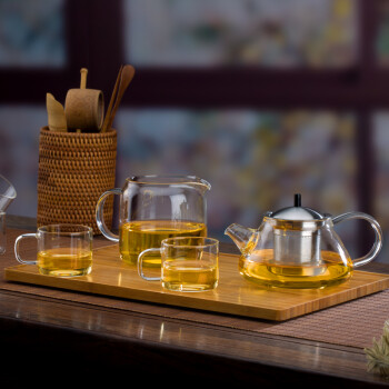 尚明(samaDOYO)玻璃茶壶 可明火加热耐高温泡花茶器 小容量功夫茶具套装 怡心壶套装