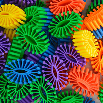 育童椭圆形多变积木童趣拼拼圈塑料齿形轮拼插装儿童拼接玩具136周岁