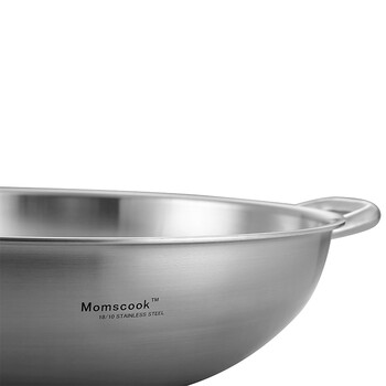 
                                        Momscook 德国工艺 304 不锈钢炒锅 32CM 电磁/陶炉炒菜锅 少油烟无涂层                