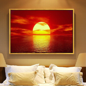 赐禄 纯手工绘油画太阳风景装饰画日出欧式挂画客厅卧室房间壁画 日出