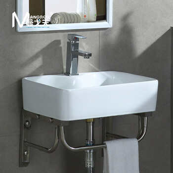 曼戈夫卫浴台上盆挂墙盆带不锈钢支架洗手盆简易洗面盆台盆阳台挂盆小户型艺术盆m 方盆台上盆 带支架 带龙头 图片价格品牌报价 京东