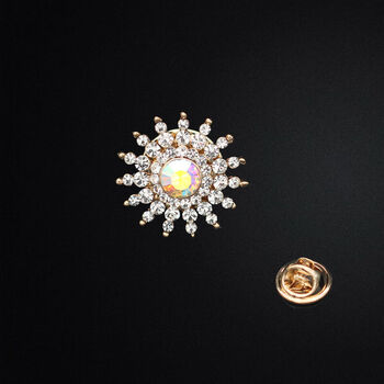 韩版水钻胸针男西服小领针徽章圆形女衬衫领扣别针女 小太阳刺马针一