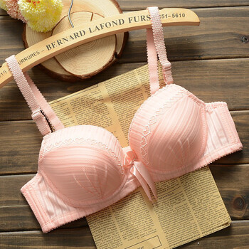 日系学生蕾丝厚薄款可爱少女内衣性感小胸罩聚拢女生文胸夏季 955粉