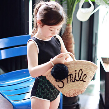 儿童分体比基尼泳衣女孩中小童泳装女宝宝小孩防晒四件套游泳衣 黑色