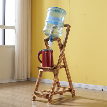 实木矿泉水桶架抽水器饮水机倒置架子大桶水架木制桶装水支架 碳烤