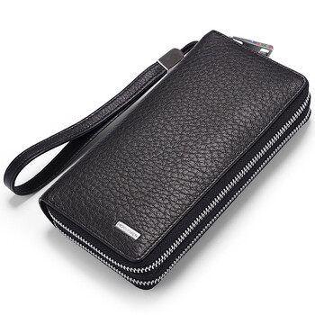 海森梅尔horsemen 双拉链真鹿皮商务男士手包手抓包891273a黑色