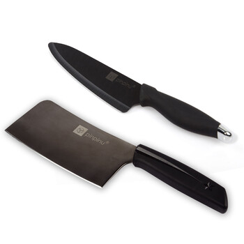 
                                        品品优（pinpinyou） 品品优厨具刀具组合2件套装 碳化不锈钢斩骨刀菜刀 陶瓷刀                