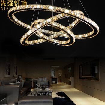 先强 客厅餐厅饭厅餐吊灯 MD3035 现代简约LED水晶艺术吊灯造型随意组合灯具(B) 3圈(20+40+60)cm