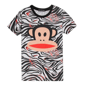 sai lv 猴子条纹上衣 动物立体动漫图案短袖t恤 学生休闲上衣 如图