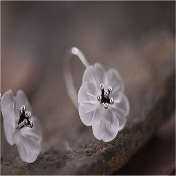 润脂 白水晶【雨中花】耳环耳钉女 耳环款