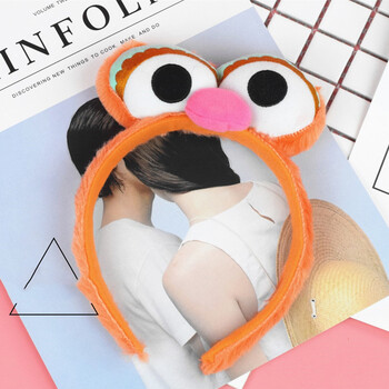 allaosify 发饰芝麻街发箍粉色毛绒卡通发箍卖萌大眼睛头箍发饰 橙色