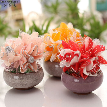 千艺美 新款热卖小月季仿真花小盆景 家居装饰品 混色