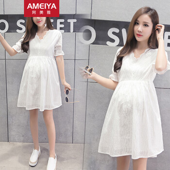 阿美雅 夏季孕妇连衣裙时尚2017新款哺乳衣上衣外出中长款哺乳裙夏装