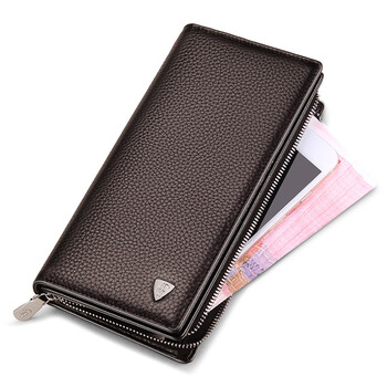 钱包头层牛皮男士 钱包男款长款手包长款皮夹 咖啡色【图片 价格 品牌