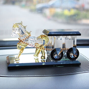 汽车摆件 水晶香水座 车载摆件 车内装饰品 单马土豪金