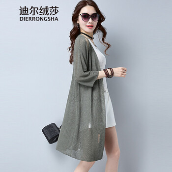 迪尔绒莎针织衫女开衫2017新款宽松长袖毛衣