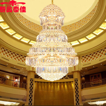 新奥泰佳欧式复式楼客厅大吊灯别墅大厅水晶吊灯楼中楼酒店工程灯 浅
