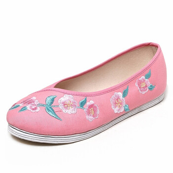 民族风布鞋女鞋平底千层底布鞋汉服搭配单鞋女绣花鞋女 粉色 39