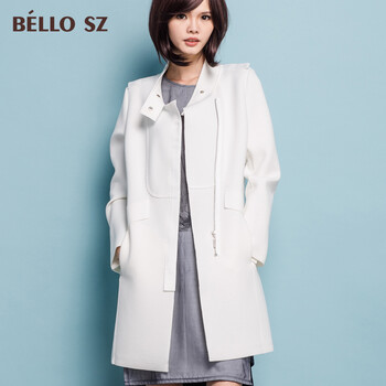 BELLOSZ贝洛安2015春装新款立领百搭纯色气质休闲风衣女装正品SJ6F0097 白色 XL