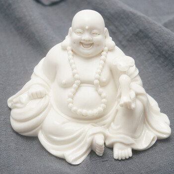 汽车摆件 车载陶瓷弥勒佛车饰 车内摆件车内饰品 创意车内装饰 白色