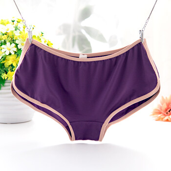 夏季无痕内裤女小平角女士低腰可爱少女糖果色运动裤 紫色 xl