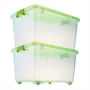 沃之沃(vozvo)透明塑料收纳箱 玩具收纳盒大号整理箱带轮衣物收纳