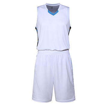 sai lv 光板篮球服套装 印号logo定制v领球衣 白色 xl