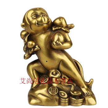 纯铜生日礼品工艺品家居生肖猴子献仙桃小摆件 寿桃开心猴