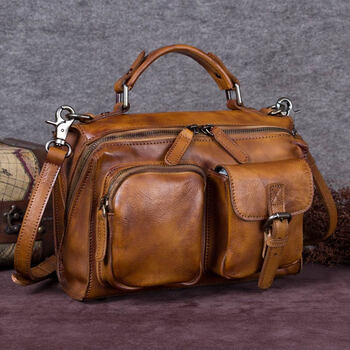 索陌(sophmoda)头层牛皮复古包包邮差包男士手工皮包真皮男包单肩包