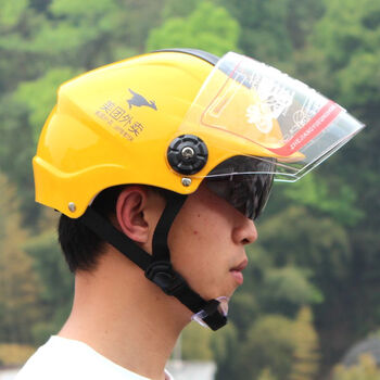 美团头盔外卖夏盔美团外卖头盔夏季防晒安全帽子双镜片logo定制 美团