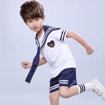 儿童演出服合唱服小海军水手演出服小学生海军校服班服 男款套装 160