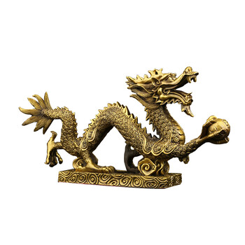 长34cm(万福龙抓珠)_ 1折现价上善若水(sanstyle)铜生肖龙摆件风水