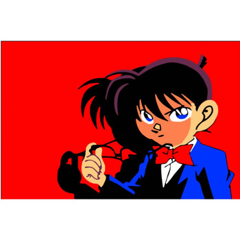 动漫动物人物手绘创意填色画手工装饰画柠檬黄名侦探柯南带盒子5个