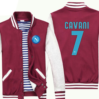 加绒棒球衫男款意甲联赛那不勒斯伊瓜因9号球衣 红色 m