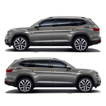 车身腰线彩条贴纸 大众途昂专用车身贴纸改装 灰色车