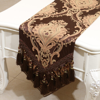高档 欧式桌旗 餐桌桌旗时尚 台布 餐垫 桌旗 床旗 咖啡色 33*180cm
